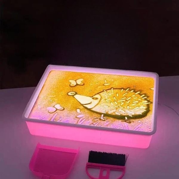Набор для рисования песком Sand Painting с LED-подсветкой Песочный планшет для творчества, питания USB. рожевий пысокфаб10 фото