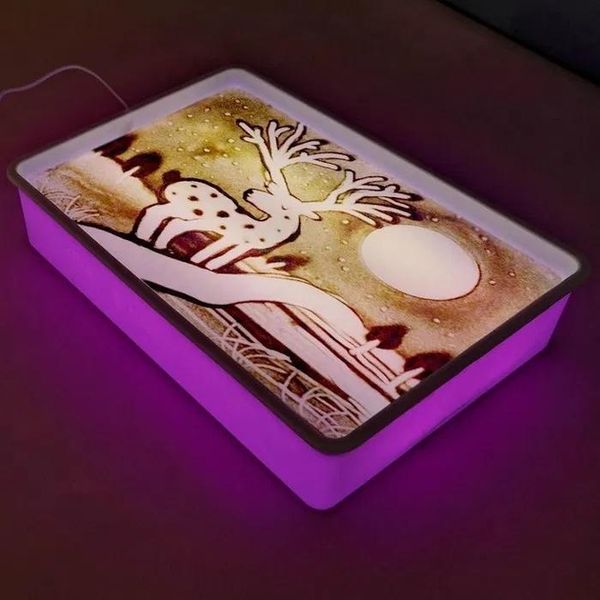 Набор для рисования песком Sand Painting с LED-подсветкой Песочный планшет для творчества, питания USB. рожевий пысокфаб10 фото