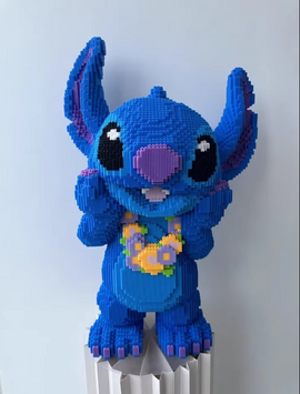 Конструктор Stitch с цветами 65 см &ndash; Magic Blocks, большой набор ~9000 деталей, фигурка Стич тича с цветами 65 см синій фото
