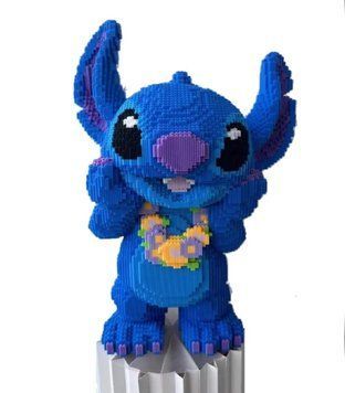 Конструктор Stitch з квітами 65 см &ndash; Magic Blocks, великий набір ~9000 деталей, фігурка Стіч тича с цветами 65 см синій фото