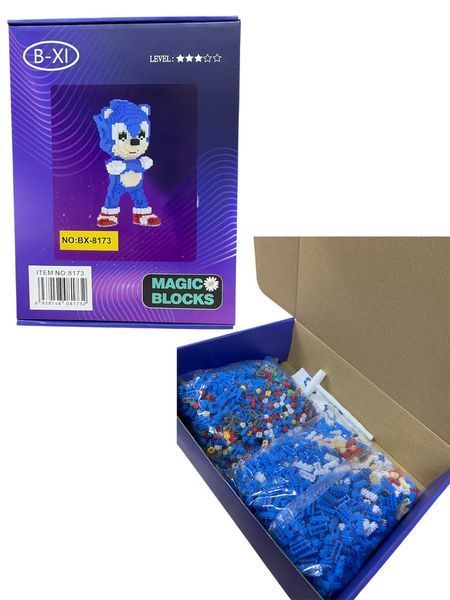 3D конструктор Magic Blocks SONIC із мініблоків 35 см на ногах сонік Артикул: 8173 фото