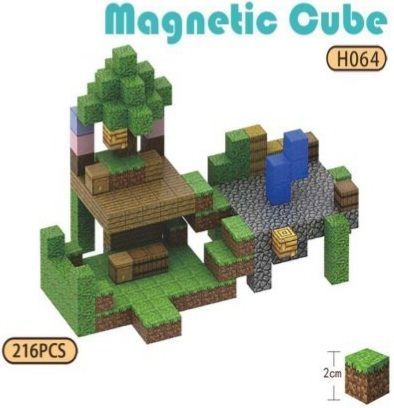 Магнітний конструктор у стилі Minecraft | 216 деталей | Маленький будинок Кубики 2 см Арт. Н064 (24) фото