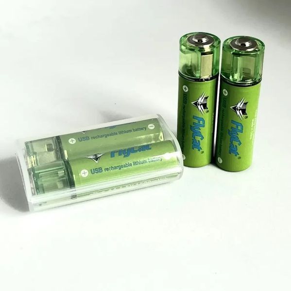 Акумулятори батарейка USB FluCat AA 1.5V 1450 mAh 2 шт заряжаємі 2239458448 фото