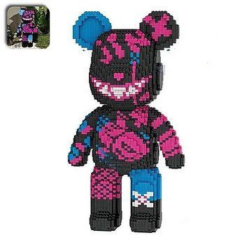 Конструктор 3D Magic Blocks в виде мишки Bearbrick "Jinx" 40 см фиолетовая злая улыбка 9072 фото