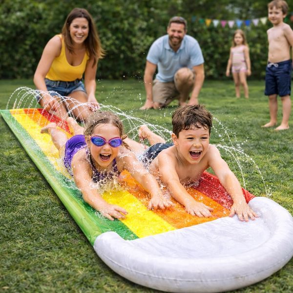 Детская водная горка 465&times;80 см для сада Водная дорожка с распылителями для подключения к шлангу 4968джум фото