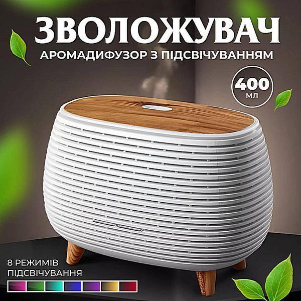Увлажнитель воздуха для дома Cozy 400 мл с подсветкой и имитацией дыма, аромадифузор с подсветкой, белый боб0177 фото