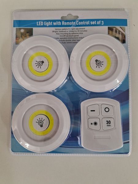Комплект LED світильників на батарейках з пультом та таймером лампи light with Remote Control Set (3 світильники) 440713 фото