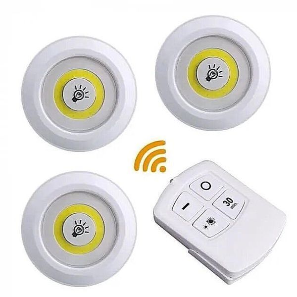 Комплект LED світильників на батарейках з пультом та таймером лампи light with Remote Control Set (3 світильники) 440713 фото