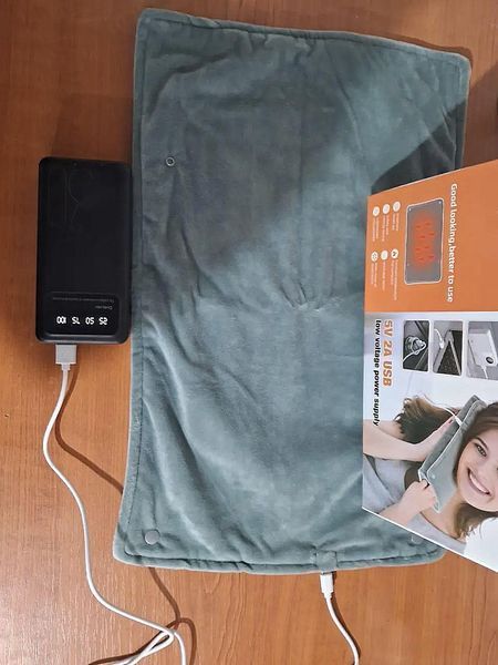 Грілка з графеновим USB-термостатом М'яка електрогрілка 40x30 см із підігрівом для рук, ніг і тіла Gray 33165 фото