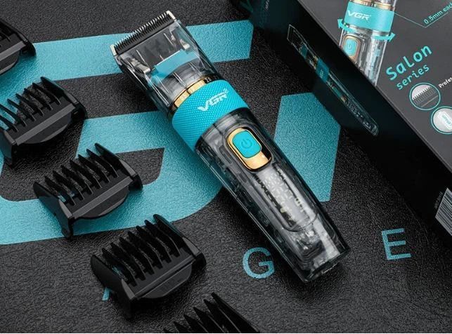 Машинка для стрижки волосся та бороди VGR V-695 професійна, акумуляторна, IPX7, LED дисплей, 6 насадок, 300 хв роботи vgr695 фото