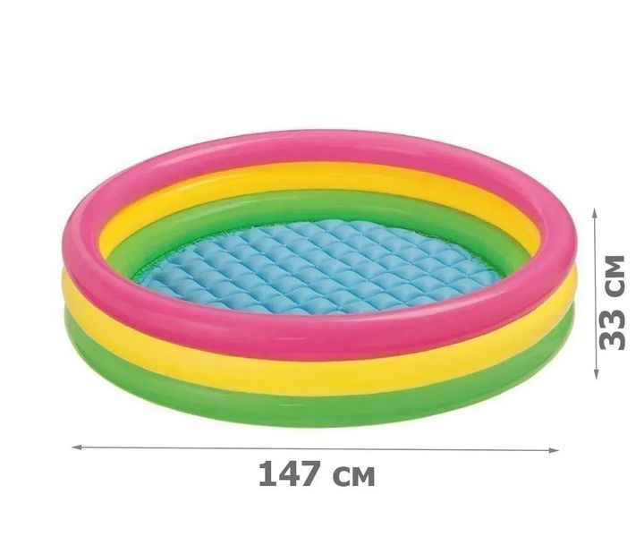 дитячий надувний басейн Intex 57422 147&times;33 см (299 л) | круглий басейн для дітей від 2 років, з надувним дном 0746бас фото