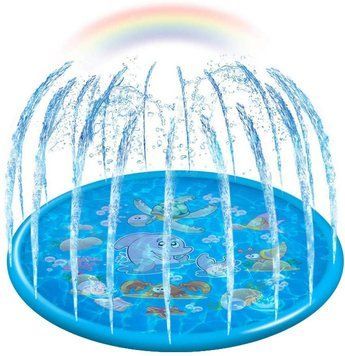 Детский водяной коврик фонтан 170 см Splash Pad для детей, игровой бассейн с разбрызгиванием воды, подключение к шлангу. 33720 фото