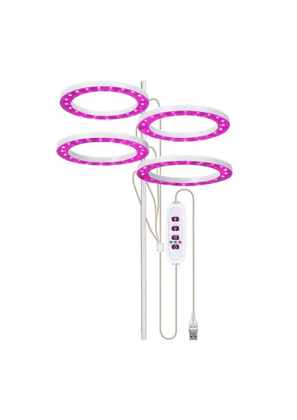 Фитолампа для растений 4 кольца LED Grow Light USB | Лампа для рассады и комнатных растений с таймером фітокільця фото