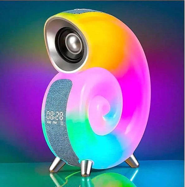 Настільний смарт світильник нічник RGB WIRELESS LED SPEAKER Bluetooth колонка з будильником Черепашка KP-556 55002 фото