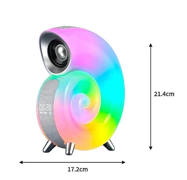 Настільний смарт світильник нічник RGB WIRELESS LED SPEAKER Bluetooth колонка з будильником Черепашка KP-556 55002 фото