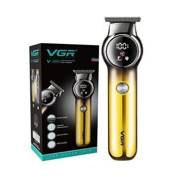 Тример VGR V-989 Gold для бороди та стрижки T-blade, керамічні леза, LED дисплей, акумулятор 1200 mAh vgr989голд фото