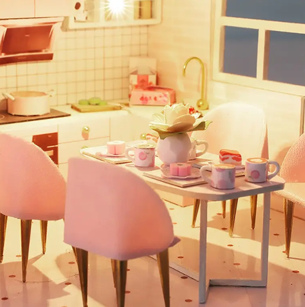 3D Румбокс Ляльковий будиночок рожевий барбі Sweet Story DIY Dollhouse + Пилозахисний купол M035-B фото