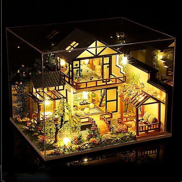 DIY Домик-конструктор &laquo;Цветочный Сад&raquo; с LED-подсветкой и куполом &ndash; 3D румбокс для сборки, миниатюра интерьер Арт.Р010-В фото