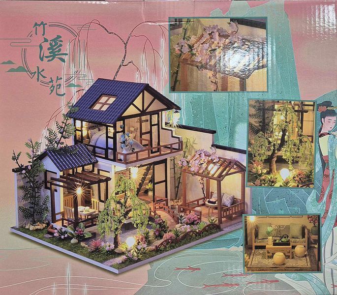 DIY Домик-конструктор &laquo;Цветочный Сад&raquo; с LED-подсветкой и куполом &ndash; 3D румбокс для сборки, миниатюра интерьер Арт.Р010-В фото