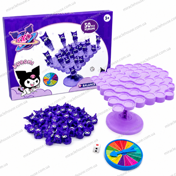 Настольная баланс-игра Kuromi Balance 50 фигурок со спинером и кубиком | Развивающая игра для детей и всей семьи DT-342 фото