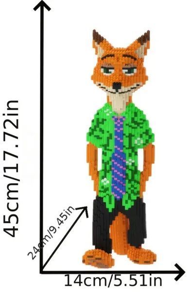 Большой 3D конструктор Лис Nick Wilde, micro blocks, 8133 деталей, коллекционная модель зверополис Нік ваілд лис 3д фото