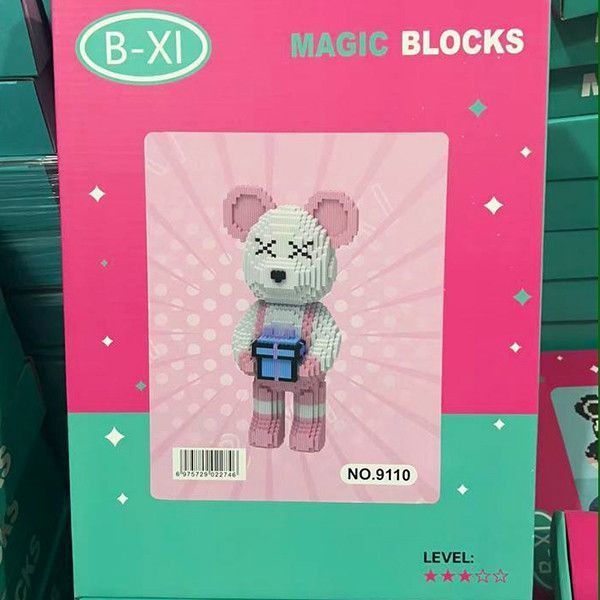 Конструктор мишка с подарком 43см 3Д розовый Magic Blocks 2249622834 фото