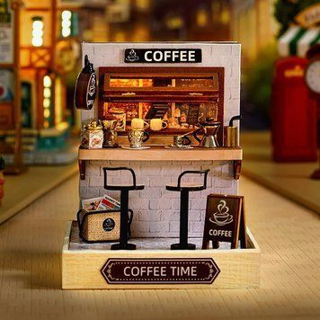 3D Румбокс кофейня сделай своими руками для детей 8+ Время кофе DIY Dollhouse QT048 фото