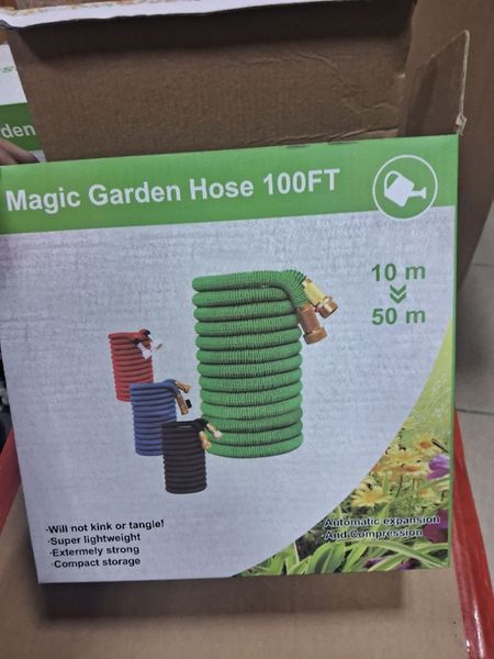 Шланг для полива растяжимый 50 м Magic Hose с распылителем | Садовый шланг компактен с латунными соединениями. 10-50шланг фото
