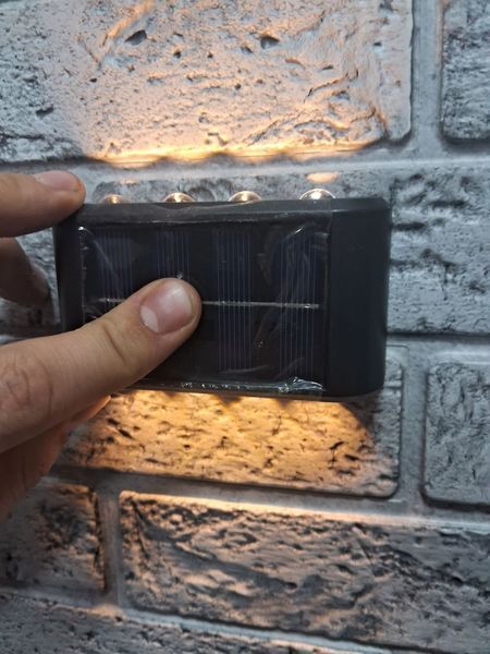 Сонячний LED світильник настінний COBA CB-801-8 2 шт | Вуличний ліхтар на сонячній батареї тепле світло для фасаду, сходів та двору 50163 фото