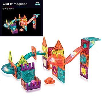 Магнитный конструктор с шариками 75 элементов Magnetic DIY, светящаяся, 3D трасса, развивающая игрушка для детей SKU: 24-534 (1172) магн фото