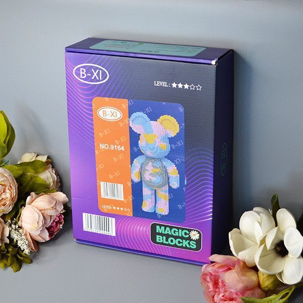 Конструктор Magic Blocks в виде мишки 50см Bearbrick в пастельных тонах 2249651718 фото