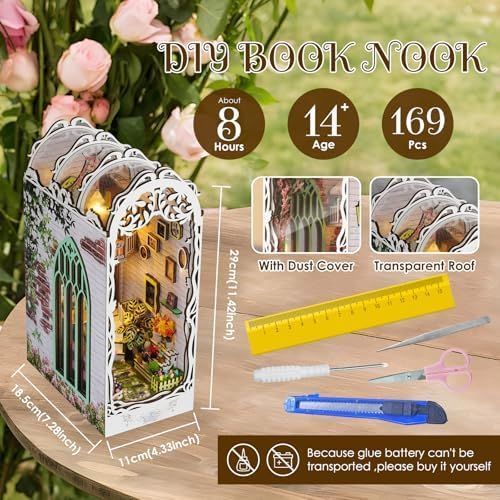 Book Nook DIY &laquo;Квітковий будинок&raquo; &ndash; румбокс з LED-підсвічуванням, 29&times;18.5&times;11 см, білий 25-167 фото