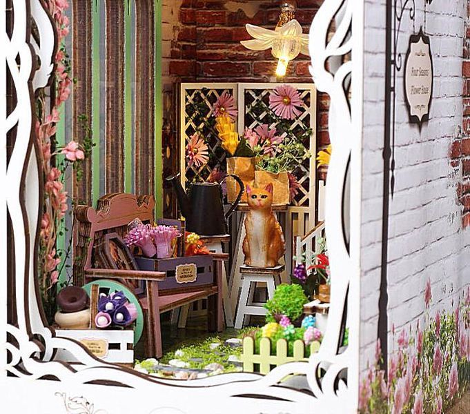 Book Nook DIY &laquo;Квітковий будинок&raquo; &ndash; румбокс з LED-підсвічуванням, 29&times;18.5&times;11 см, білий 25-167 фото