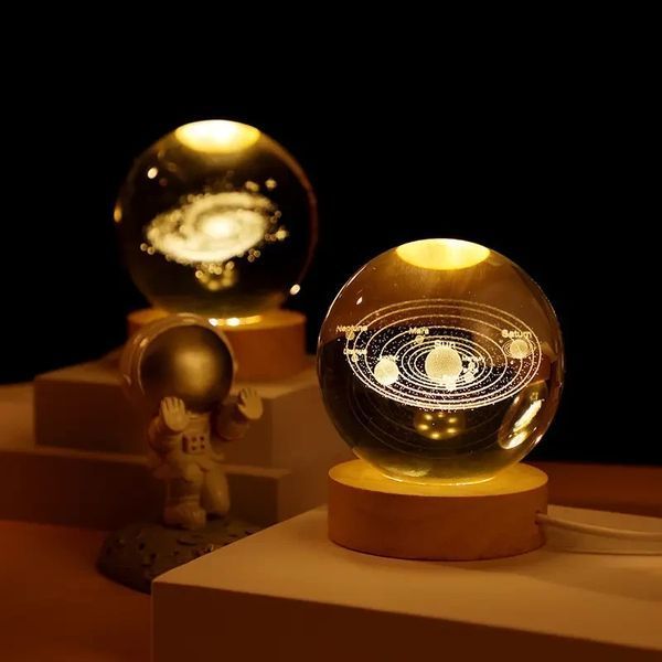 Декоративна 3D-сушарка нічник лампа кришталева Сонячна система Led світильник USB з підсвіткою 2304791178 фото