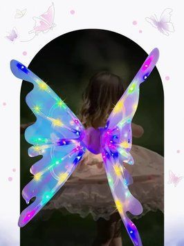 Светодиодные крылья феи, бабочки двигающиеся с подсветкой и мелодиями на ремешках для девочки №7 фото