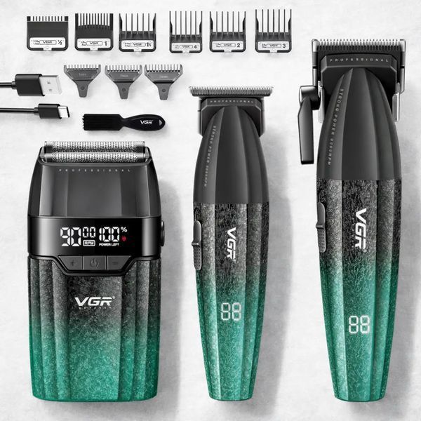 Комплект для стрижки 3в1 + 9 насадок, 2хUSB, VGR V-640 / Машинка для стрижки волосся / Шейвер / Чоловічий тример 640зз фото