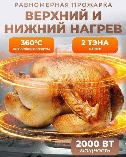 Аерогриль-фритюрниця Hoffmans HM-791, 8 л, 2000 Вт, 2 нагрівальних елементи 2тена магніт HM-791  аерогриль 2тена фото