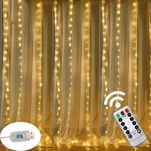 Гірлянда штора 300 LED з крючками мідна з пультом Водоспад 3м х 3м GSH3*3dtop фото