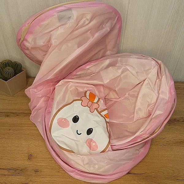 Детская игровая палатка-домик с крышей 90&times;90&times;120 см | Розовый шатёр для девочек, тканевый домик с зайчиком DNT-99 Рожева зайчик вен14 фото