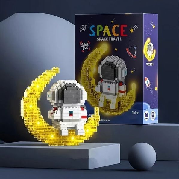 Конструктор ночник Space W2201 Космонавт Светится 368 дет. Пластмаса 2372600468 фото