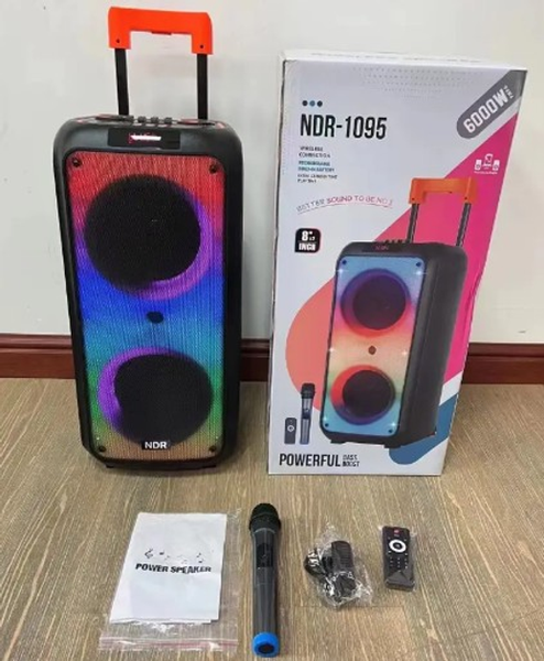 Bluetooth колонка NDR-1095 с колесиками, 8", 4500 мАч, RGB подсветка, микрофон и пульт. 35  (89) фото