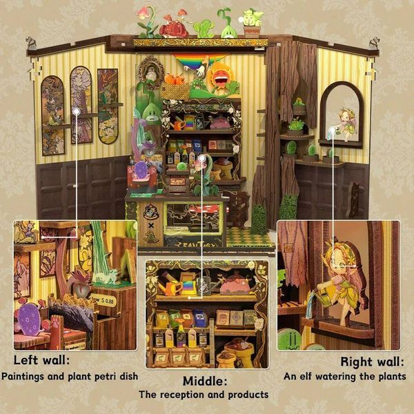 Румбокс Книжный уголок "Магазин фантастических растений" | Fantasy Plant Shop 282 деталей, 23&times;18&times;11 см, 15 часов уборки 0113 фото