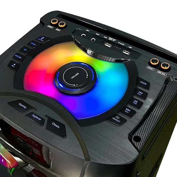 Караоке колонка VIP JT-1250 12" 50000W Bluetooth, 2 мікрофони, акумулятор 7Ач, RGB підсвічування, портативна акустична система VIP JT-1250 (200) фото