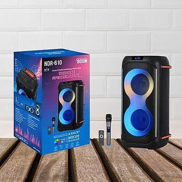 Портативная Bluetooth колонка NDR-610/8892 60см, 60Вт, аккумулятор 4500mAh, микрофон, пульт ДУ, светомузыка RGB, черная ndr610 90 фото