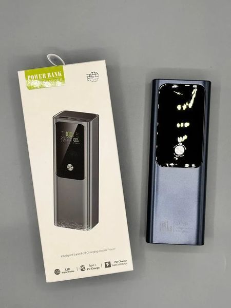 Powerbank 20000 mAh 100W с быстрой зарядкой для ноутбука и смартфона Type-C, USB, LED-дисплей луна20100в фото
