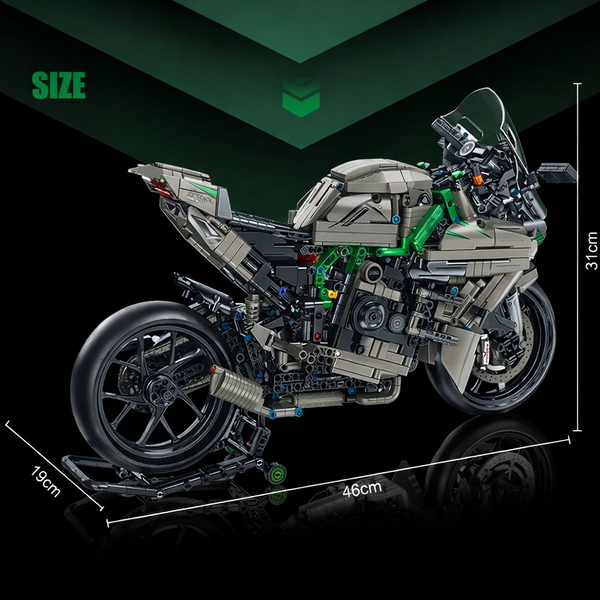 Конструктор мотоцикл Kawasaki H2R 1968 деталей Tech MOC набір 1:5, модель з підсвічуванням, подарунок для дітей та дорослих. G72103 фото